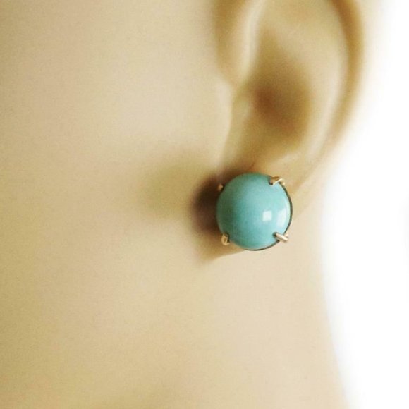 Turquoise 18k & 14k YGold Stud Earrings & Ring Set - Picture 2 of 8